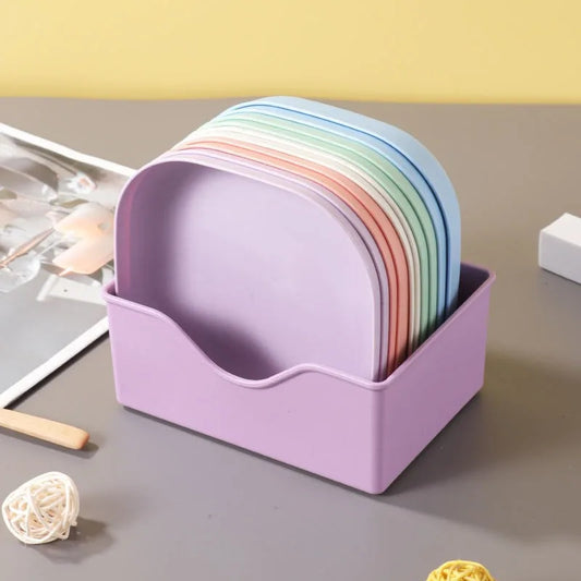 10pcs Plates Set With Holder (Random Colors)