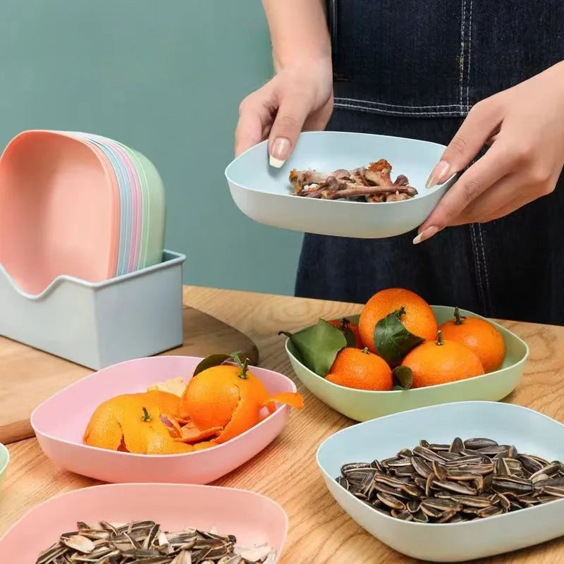 10pcs Plates Set With Holder (Random Colors)