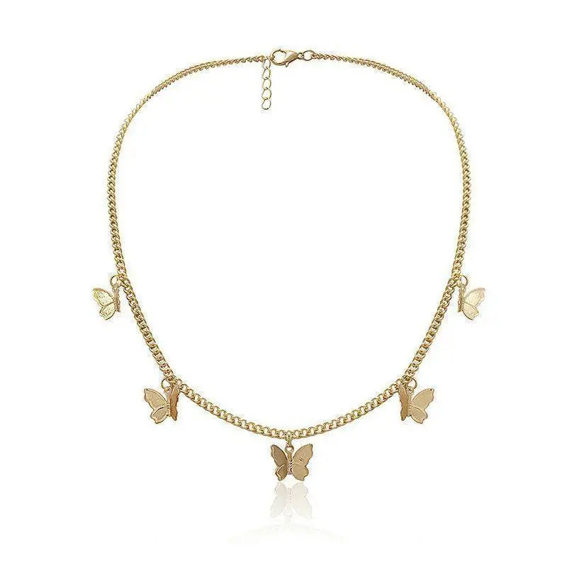 Gold-Plated Butterfly Design Choker Pendant