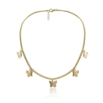Gold-Plated Butterfly Design Choker Pendant