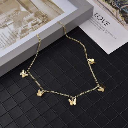 Gold-Plated Butterfly Design Choker Pendant