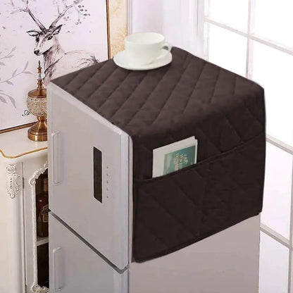 1 Pc Dust-Proof Quilted Fridge Top Cover With Side Pockets