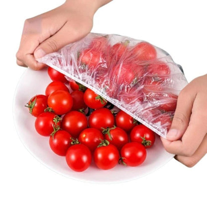 100Pcs Disposable Plastic Bag Food Cover Wrap
