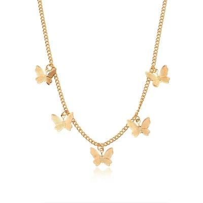 Gold-Plated Butterfly Design Choker Pendant