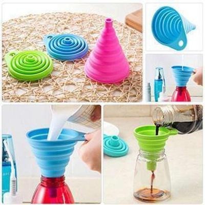 Collapsible Silicone Foldable Funnel, Pack Of 3
