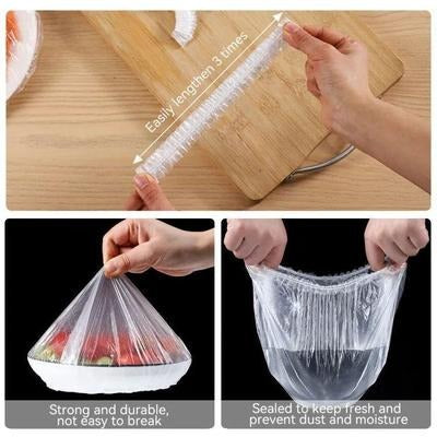 100Pcs Disposable Plastic Bag Food Cover Wrap