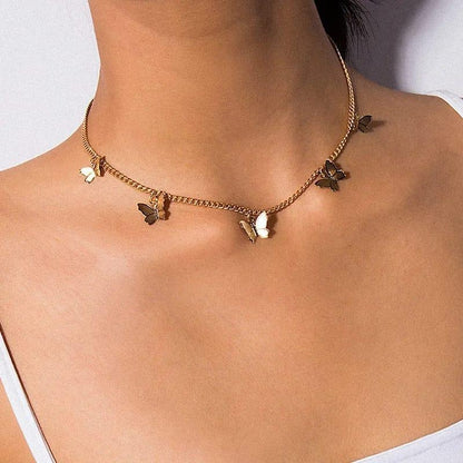 Gold-Plated Butterfly Design Choker Pendant