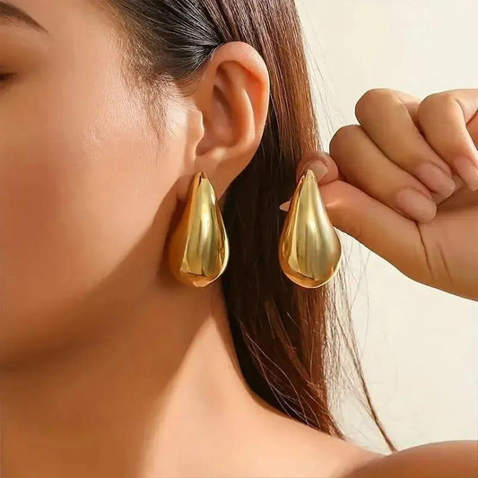 Trendy Tear Drop Gold Plated Earrings for Women