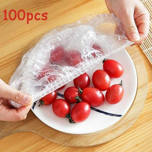 100Pcs Disposable Plastic Bag Food Cover Wrap